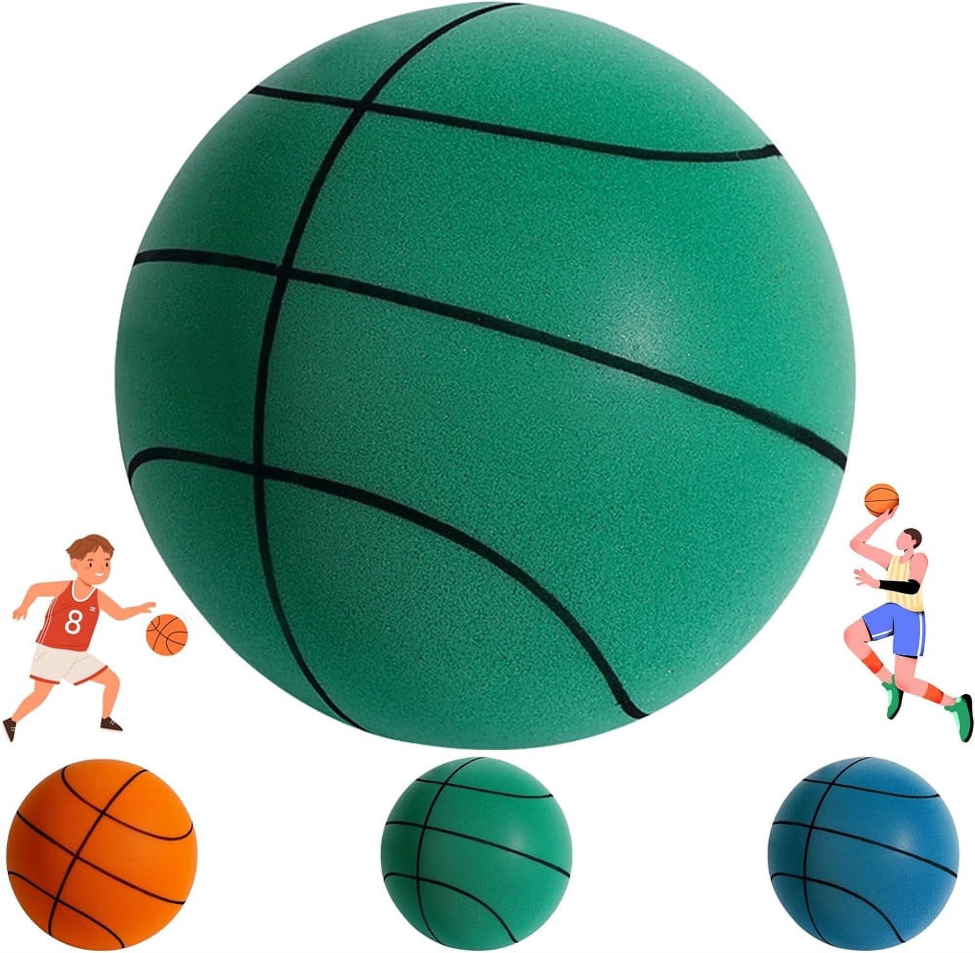 NOGIS Silent Basketball, Hush Handle Silent Basketball Dribbling Indoor Training Ball, Foam Ball No Noise No Sound, Mute High-Resilience Basketballl（Green）