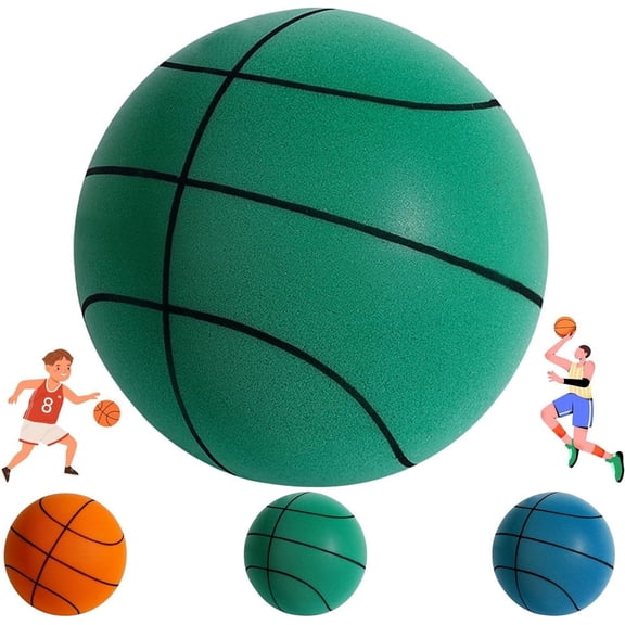 NOGIS Silent Basketball, Hush Handle Silent Basketball Dribbling Indoor Training Ball, Foam Ball No Noise No Sound, Mute High-Resilience Basketballl(Green)