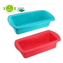 NOGIS Silicone Bread and Loaf Pan Set of 2, Nonstick Premium Food Grade Silicone Toast Pan Baking Pans, Oven-Microwave-Dishwasher Safe Silicone Bakeware Cake Molds, 10.63?, Blue & Red