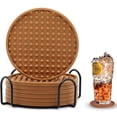 thumbnail image 1 of NOGIS Silicone Coasters for Drinks with Holder, Drink Coasters with Grooved Pattern, Non-Slip Base, Washable and Heat Resistant Coffee Coasters for Table/ Kitchen/Office/Bar (Brown-6 Pack), 1 of 6
