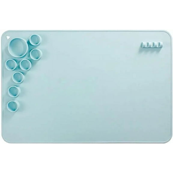NOGIS Silicone Craft Mat, Silicone Mat for Resin Casting, 23.6"×15.7"Non Stick Silicone Sheet, Silicone Craft Mat with Cleaning Cup for Painting, Art, Clay and Play Doh (Blue)