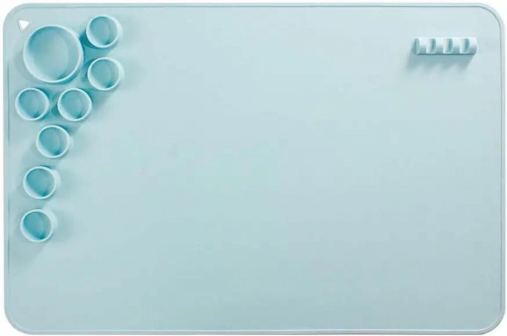 NOGIS Silicone Craft Mat, Silicone Mat for Resin Casting, 23.6"×15.7"Non Stick Silicone Sheet, Silicone Craft Mat with Cleaning Cup for Painting, Art, Clay and Play Doh (Blue)