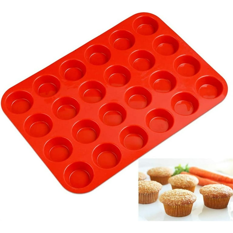 NOGIS Silicone Mini Muffin Pans Nonstick 24 Cup- Silicone Mini Cupcake Pans,  Mini Muffin Tin, Silicone Baking Molds for Homemade Muffins, Cupcakes,  Tarts and Keto Fat Bombs 