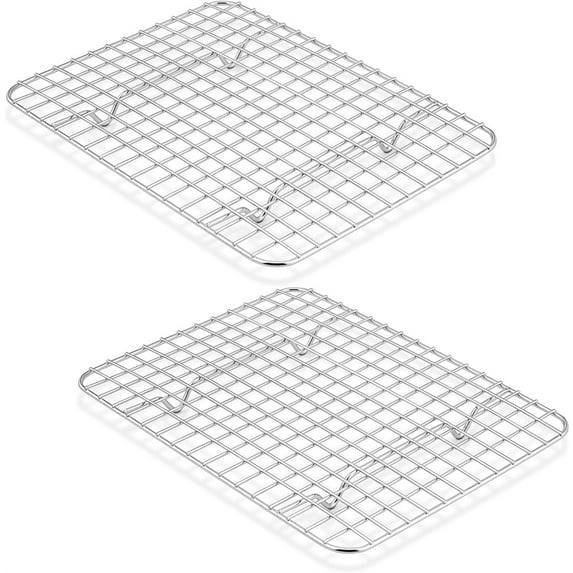 NOGIS Small Cooling Racks, 2-Piece Stainless Steel 9.8’’ x 7.5’’ Heavy Duty Grid Wire Rack for Baking Roasting Broiling Drying, Fits Small Toaster Oven, Non-Toxic & Durable, Dishwasher Safe