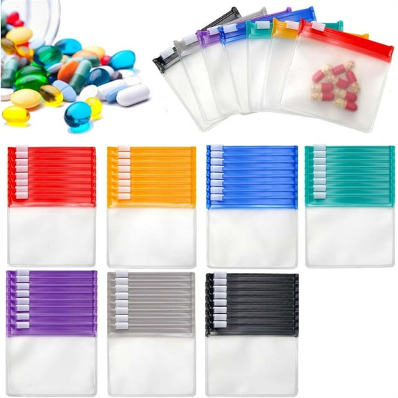 NOGIS Small Pill Bags for Travel Pill Pouch Bags Zippered Pill Pouch Reusable Storage Pouches with Slide Lock Clear Plastic Portable Pill Baggies for Pills Small Items Storage(35 Pieces)