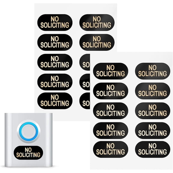 NOGIS Small No Soliciting Sign for House, 100 Pack No Soliciting Sign for Home Tiny Size Weatherproof Sticker for Video Doorbell, 1.2"X0.6", No Solicitation Signs for Front Door, Wall, Window