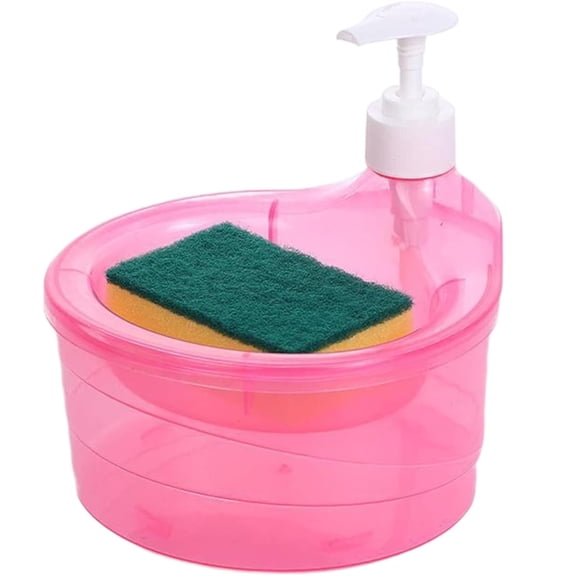 NOGIS Soap Dispenser - Dish Soap Dispenser for Kitchen - Sponge Holder Sink Dish Washing Soap Dispenser, Dish Washing Liquid Soap Dispenser with Sponge Holder (Red)