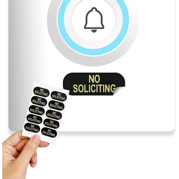 NOGIS No Soliciting Sign for House,100 Pcs No Soliciting Sticker for Door,Small Self Adhesive No Solicitors Sign for Front Door,Window,Doorbell(1.2x0.6 Inch)