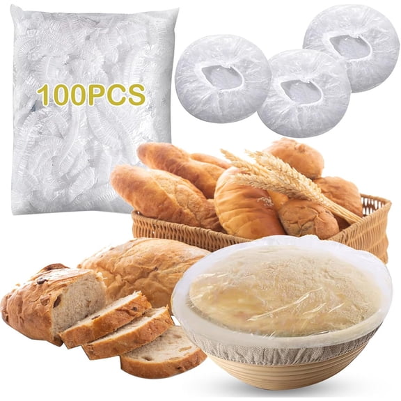 NOGIS Sourdough Bread Baking Supplies Bowl Covers for Bread Proofing Basket, Sourdough Starter Kit Accessories Shower Caps for Sourdough Bread Reusable Plastic Bowl Covers (100 pieces)