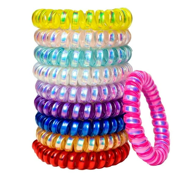 NOGIS Spiral Hair Ties No Crease, 50PCS Colorful Traceless Hair Ties, Elastic Coil Hair Ties, Phone Cord Hair Ties, Waterproof Hair Coils for Women Girls,Ponytail Hair Coils No Crease