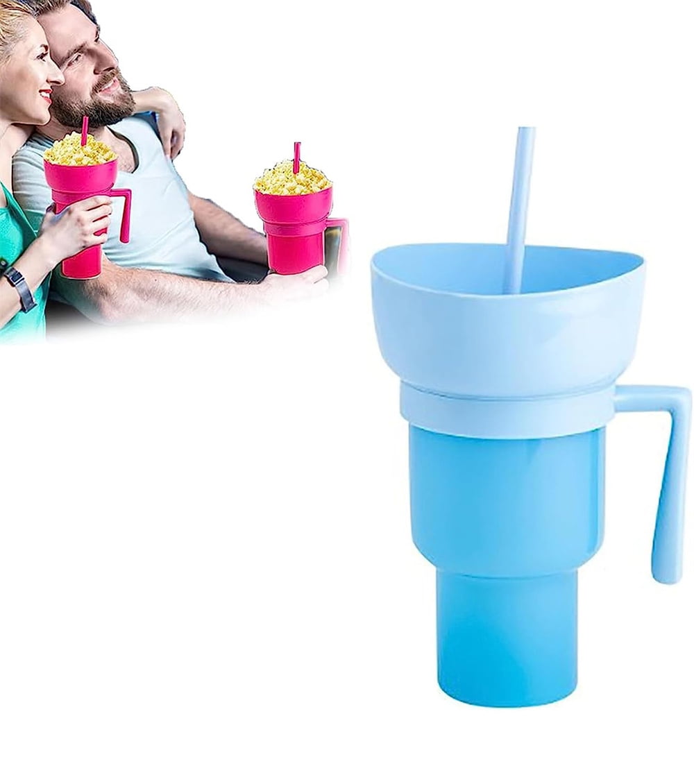 Snack and Drink Cup 2 in 1 Snack Bowl Cup Combo Stadium Tumbler Snack Bowl  Leakproof Portable Travel Snack & Drink Cup with Straw Color Changing  Stadium Cups for Movie Theater Home