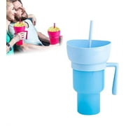 NOGIS Stadium Tumbler with Snack Bowl, 2 In 1 Snack Tumbler with Straw, Leakproof Snack and Drink Cup, Beverage Cup Top Snack Bowl, Portable Stadium Cups, Reusable Snack and Drink Cup（Blue）