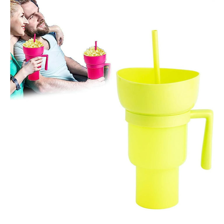 Snack and Drink Cup, Trianu Stadium Tumbler-32oz Color Changing Stadium Cups  (Yellow) 