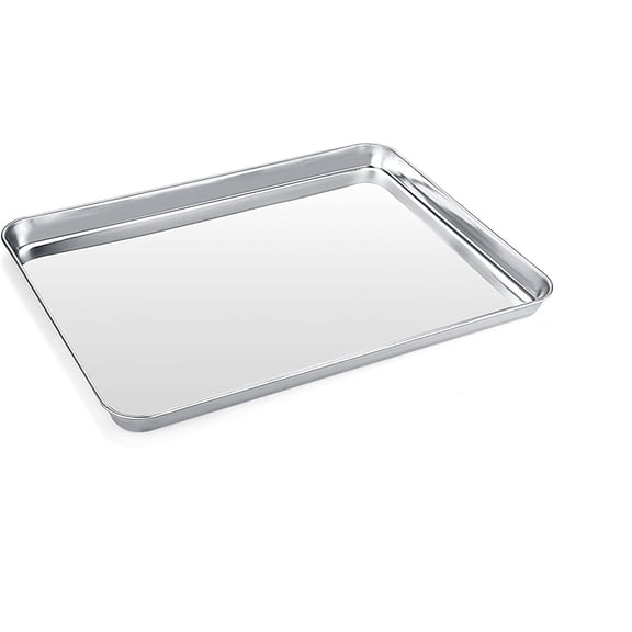 NOGIS Stainless Steel Baking Sheet Cookie Tray, Cookie Sheet for Toaster Oven Baking Pan Tray, Jelly Roll Pan Size 16 x 12 x 1 Inch Easy Clean & Non-stick & Dishwasher Safe