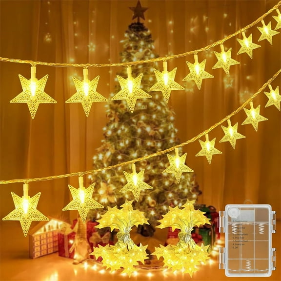 NOGIS Star String Lights Plug in - 20 ft 40 LED Star Fairy String Lights with Timer, Waterproof for Bedroom Porch Wedding Party Patio Garden Tent Indoor Outdoor Dcor, Warm White