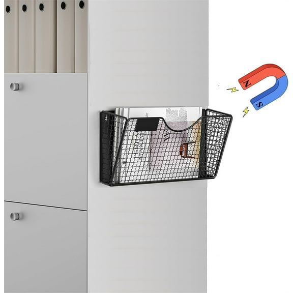 NOGIS Super Strong 1-Tier Magnetic File Holder for File Cabinets-13.9inch Black Magnetic Paper Holder That Holds Up to 8.8 Lbs. It is A Magnetic Organizer as Well as a Magnetic Folder Holder