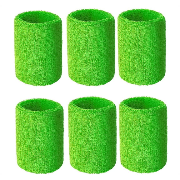 NOGIS Sweatbands Sports Wristband for Men & Women - Moisture Wicking Athletic Cotton Terry Cloth Sweatband for Tennis, Basketball, Running, Gym, Working Out (6 Pack Green)
