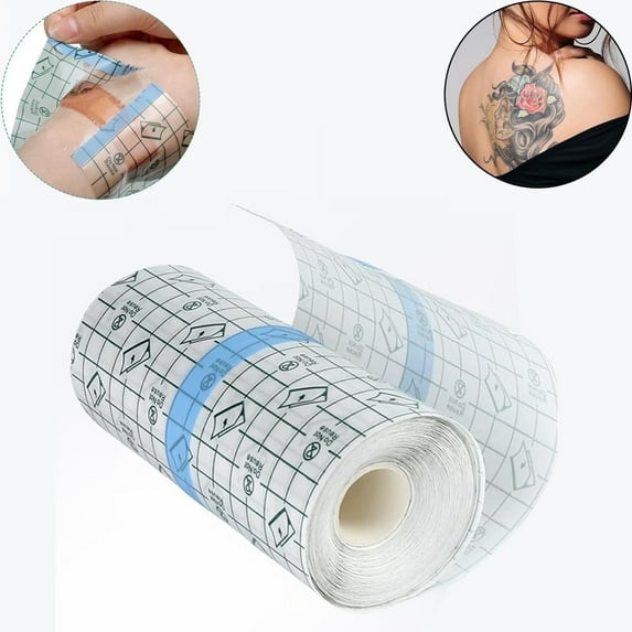 NOGIS Tattoo Aftercare Bandage, 6 in x 39.37in Roll Waterproof Transparent Film Second Skin Bandage for Tattoo Initial Healing and Skin Repair Adhesive Tattoo Supply Wrap