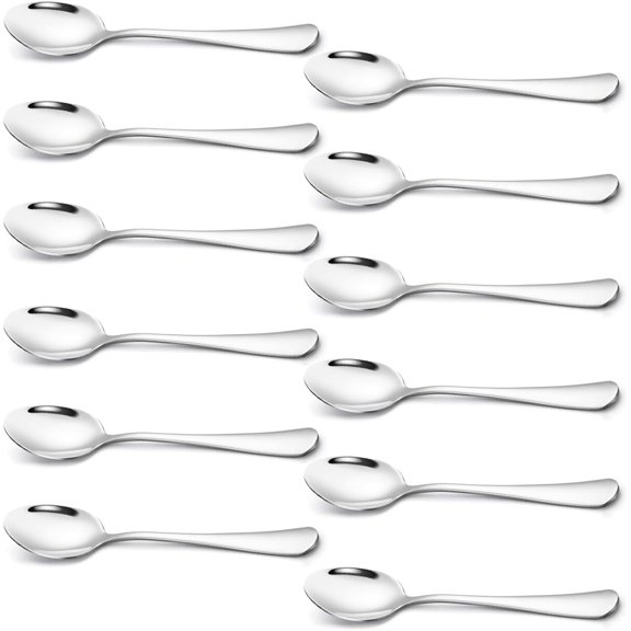 NOGIS Teaspoons Silverware, 12 pcs Stainless Steel Silverware Spoon Only, 6.7 inch Soup Spoon, Home Kitchen Essential Cutlery Utensils for Outdoor Camping BBQ
