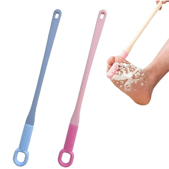 NOGIS Toe Gap Cleaning Brush, Foot Brush for Shower, Shower Foot Scrubber, Silicone Foot Washing Brush with Long Handle, for Dead Skin and Keratin Removal, Gifts for Elderly, Women and Men