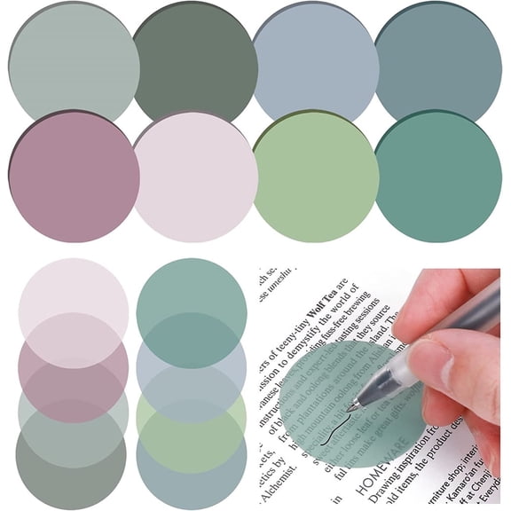 NOGIS Transparent Sticky Notes,400Pcs Cute Round Translucent Sticky Tabs, Waterproof Book Markers Stickers Page Flags Stickers, Planner Accessories, Journaling Study Office Supplies