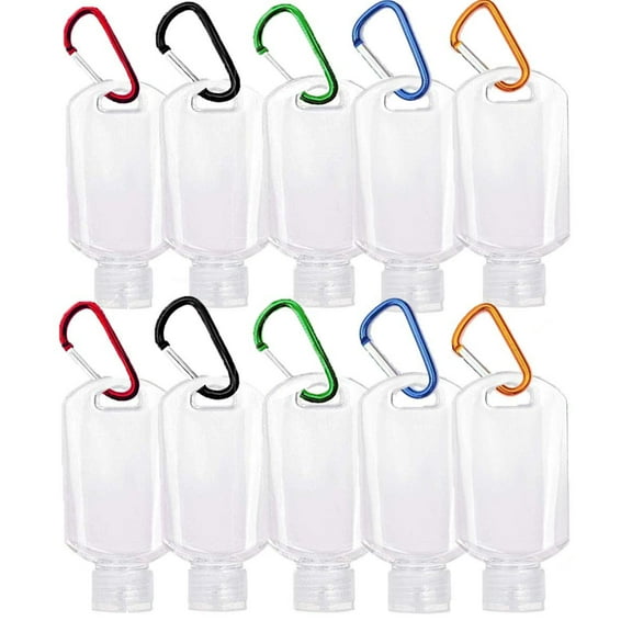 NOGIS Travel Bottles with Keychain, 2oz/50ml Portable Plastic Travel Bottles - Leakproof Squeeze Bottles with Turn-over Cap - Empty Refillable Containers for Hand Sanitizer Body Wash Liquid etc