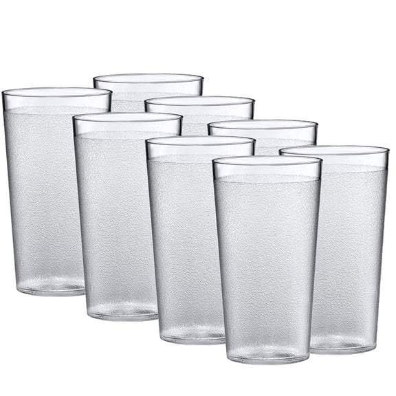 NOGIS Tumbler Beverage Cup, BPA Free Clear Plastic Drinking Cup 8 Pack. Break Resistant Glasses Are Reusable, Stackable and Shatterproof, Clear, 16.0 oz