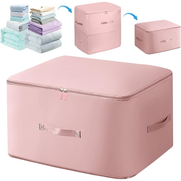 NOGIS Ultra Space Saving Self Compression Organizer, Large Capacity Storage Bag for Comforters, Duvet, Blankets, Bedding and Clothes, Luggage Organizer Bags for Travel (Pink, 21.2*16.5*23.6in)