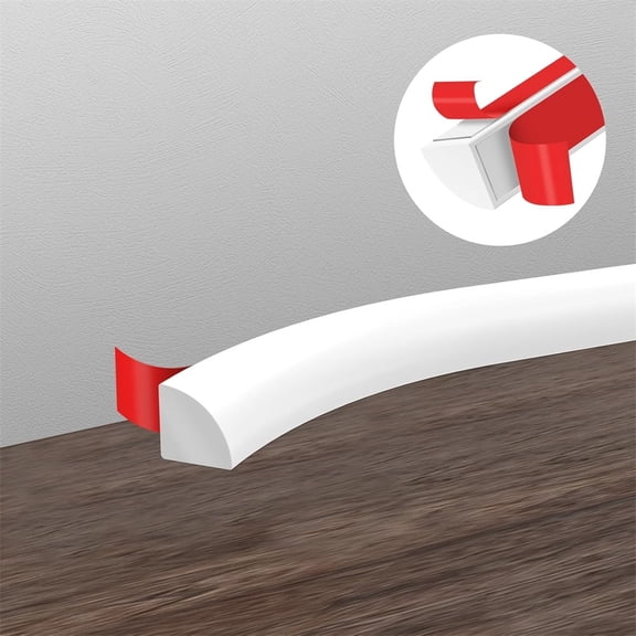 NOGIS Wall Molding Quarter Round Solid - 1/2 Inch x 79Inch – White - Flexible Peel and Paste Wall Quarter Round Solid - Silicone Rubber Chair Rail Moulding - Easy DIY Home Decor