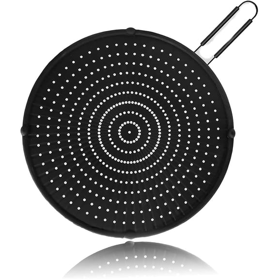 NOGIS Ware Silicone Splatter Screen for Frying Pan - Versatile Grease Splatter Guard & Baking Rack, Oil Splash Guard for Frying Pan, Non-Stick & Heat Resistant, 33 cm, Black