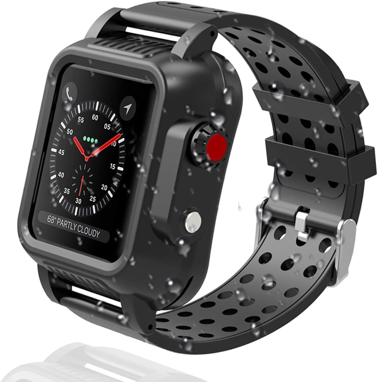NOGIS Waterproof Case for Apple Watch Series 3 42mm Shockproof Impact Resistant 360 Protective Cover Case with Premium Soft Silicone Band Compatible with iWatch Series 3 Black 42mm Walmart