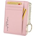 thumbnail image 1 of NOGIS Women Slim Leather Card Case Holder Small Wallet Cute Coin Purse Girl Mini Wallet with Keychain (Pink), 1 of 7