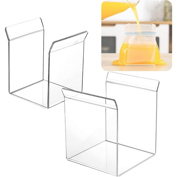 NOGIS Ziplock Bag Holder,Filling Freezer Bag Food Storage Prep Bag Baggy Rack Stand for Hands-Free to Pour Leftover Baggie Holder,Comes with Both Gallon & Quart Sizes 2 Pack