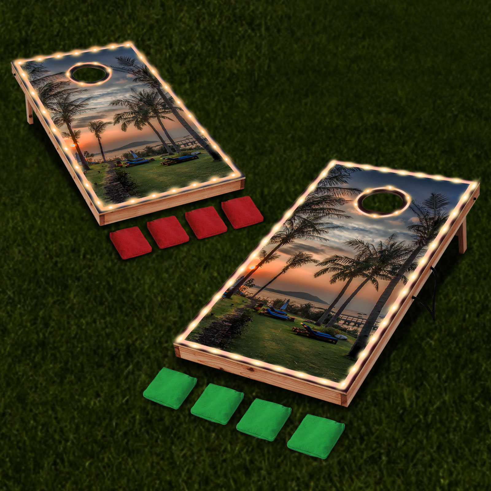 NOICOI 4ft x 2ft Led Cornhole Sets Outdoor Yard Games with 16 Color ...