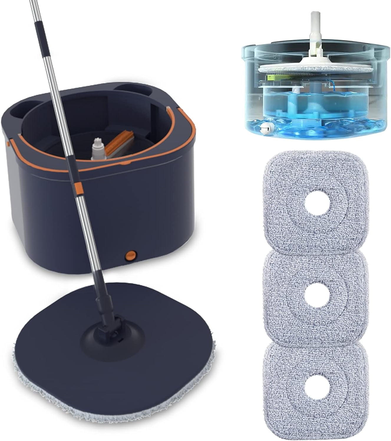 NOICOI Flat Floor Mop and Bucket System Set with Wringer, Self Wringing