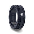 thumbnail image 1 of NOIR Double Black Rope Inlaid Brushed Matte Black Titanium Men's Wedding Band With Black Edge Channel Setting And White Diamond In The Center - 8mm - Size 15, 1 of 3