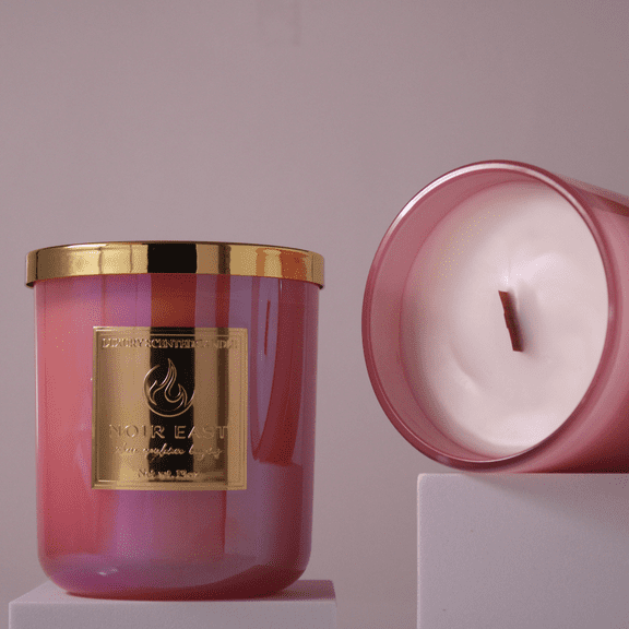 NOIR EAST | Velvet Tuberose | Luxury Scented Candles for Home | Magnolia, Tuberose, Ylang Ylang & Sandalwood | Coconut Apricot Wax with Crackling Wood Wick | 13 oz. | 80+ Hour Burn Time