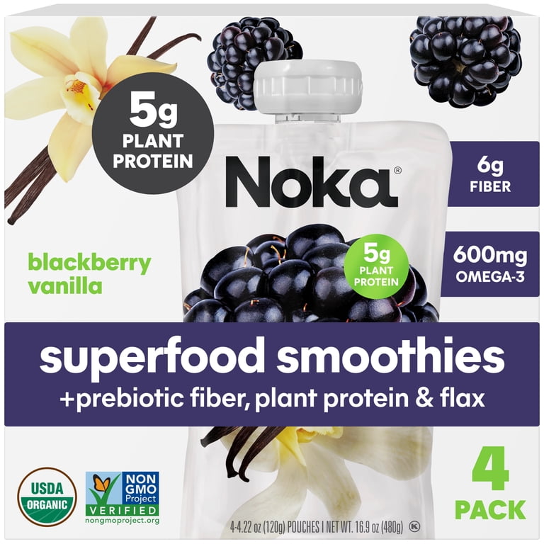 SLIM WEEK DRINK ダークモカ 20袋 Noka Organic Superfood Smoothie Pouches, Plant Protein, Blackberry