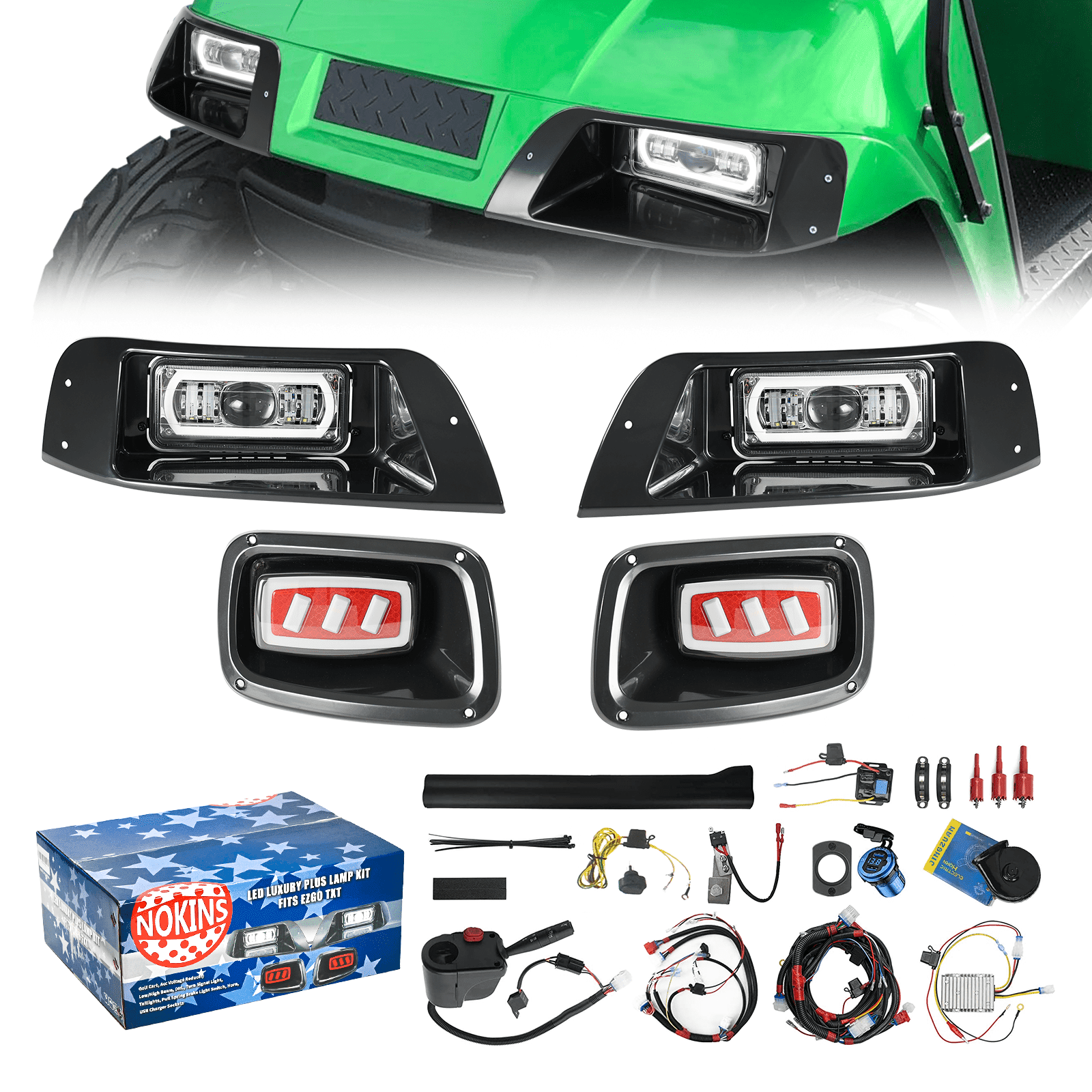 NOKINS LED Deluxe Plus Lamp Kit Fit EZGO TXT 1996-2003 Golf Cart