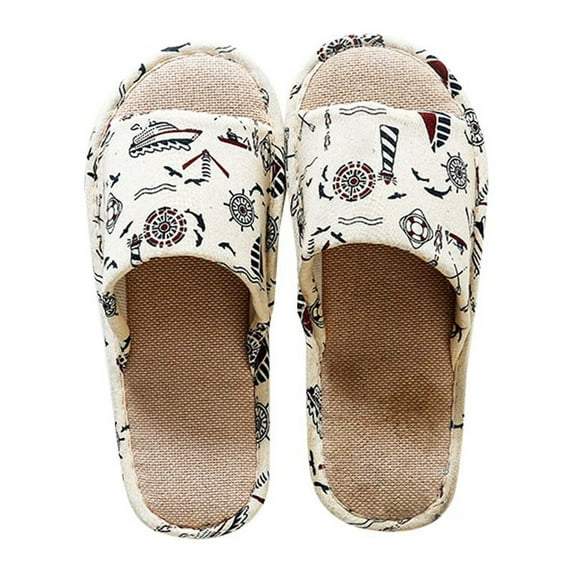 NOKIO Affordable Women'S Summer Slides Cotton Memory Foam Summer House Slippers Slides Indoor Bedroom Sandal Shoes Open Toe Washable With Non Slip Linen Sole Soft Sole Flat Sandals