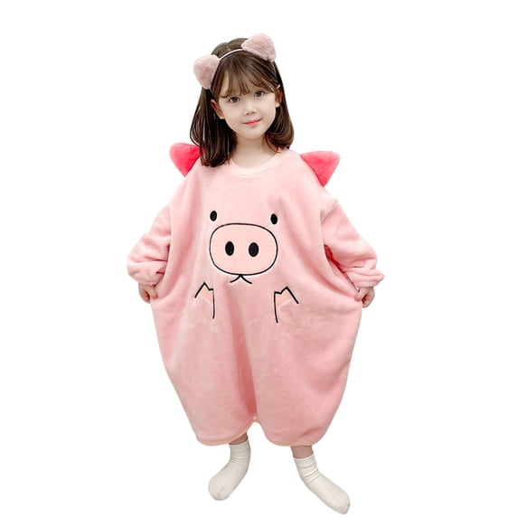 NOKIO Autumn Winter Toddler Girls Fleece Long Sleeve Cartoon Embroidered Fluffy Hoodies Dress Kids Warm Casual Sweatshirt Clothes Tops Girls Warm Casual Hood Sweatshirt Dress