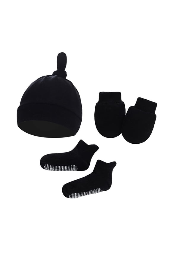 Baby Beanie And Anti-Grab Gloves Pack Baby Bonnet And Anti-Scratch Glove Kit Baby Ears Hats Mittens And Socks Set For Boys Girls Hat 0-6 Month