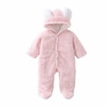 thumbnail image 1 of NOKIO Baby Girl Winter Thickened Bodysuit Baby Jumpsuit Hooded Fleece Rompers Long Sleeve Onesies Outwear Outfits Baby Snowsuit Fleece Lined Onesie Outfits Warm Hooded Romper for Infant, 1 of 4