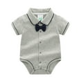 thumbnail image 1 of NOKIO Baby Boy Girl Short Sleeve Romper, Baby Boys Bow Short Sleeve Outsie Bodysuit Banquet Wedding Jumpsuit ClothesBaby Boy Bodysuit With Snap Buttons, 1 of 7