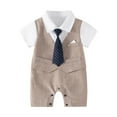thumbnail image 1 of NOKIO Baby Boy Girl Short Sleeve Romper, Boys' Striped Bodysuit Baby Boy Gentleman White Shirt Vest Bowtie Tuxedo Jumpsuit Overall Romper Boys' Coverall With Reinforced Knees, 1 of 9