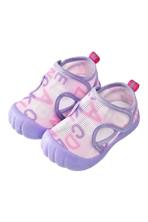 Baby Boys Girls Print Breathable Sandals Mesh First Walkers Baby Shoes Non-Slip Sole Summer Playground Sneakers with Adjustable Hook & Loop Closure