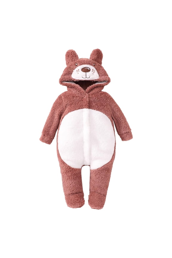 Baby Footie Pajamas With Animal Designs, Baby Rompers With Hoodies, Toddler Hooded Romper Baby Girls Boys Winter Clothes Snowsuit Teddy Bear Onesie Outfit Jumpsuit Romper Coat Hooded Suit