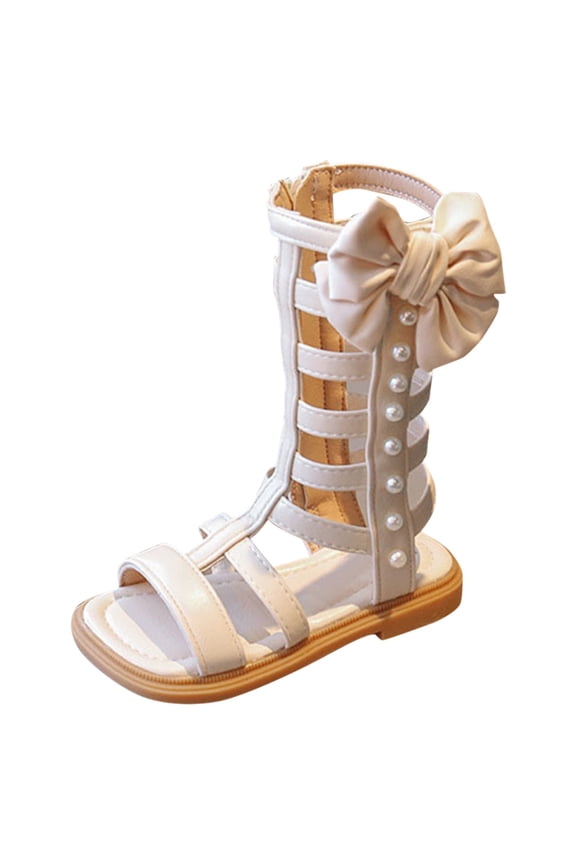 Baby Girl Roman Sandals Toddler Leather Sandals Baby Girl Gladiator Sandals Girls' Sandals Summer Side Zipper Children's Sandals Little Girls' Fashion Princess Shoes Children's Roman Sandals