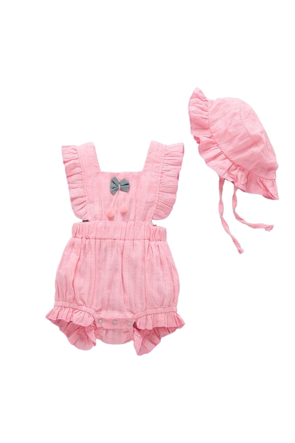 Baby Girl Sleeveless Jumpsuit, Baby Rompers With Ruffle Details, Children's Playsuits Baby Girl Clothes Lace Jumpsuit Ruffles Romper Sleeveless Romper Bodysuit Sunsuit Outfits Set