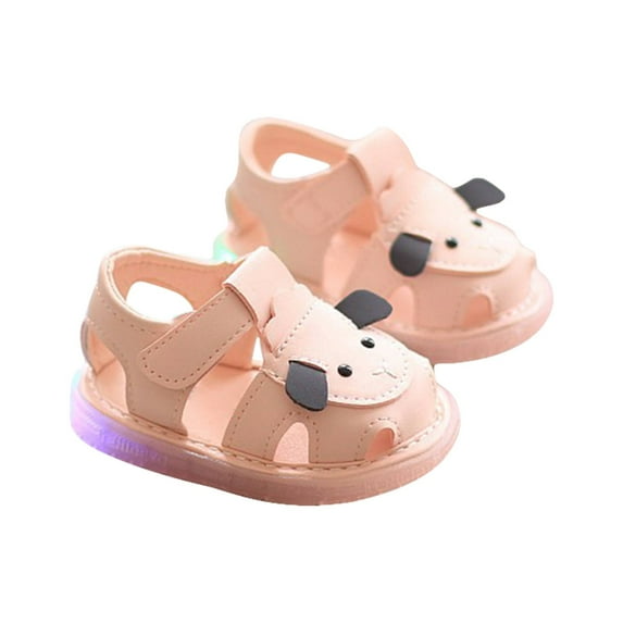 NOKIO Baby Girl Walking Sandals Kids' Leather Sandals Toddler Baby Boys Girls LED Light Shoes Breathable Shoes Open Toe Sandals Baby Softshoe Sandals For Unisex 0 To 18 Months
